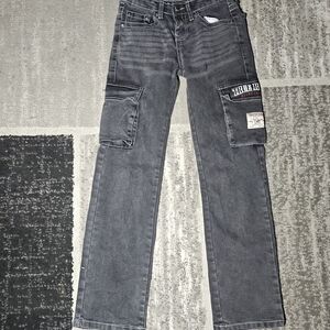 True Religion Big Kids Pants Size 12 Black Denim Jeans Straight Leg Flap Pockets